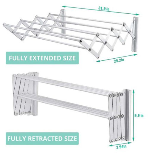 ওয়াল মাউন্টেড কাপড় শুকানোর হ্যাঙ্গার 